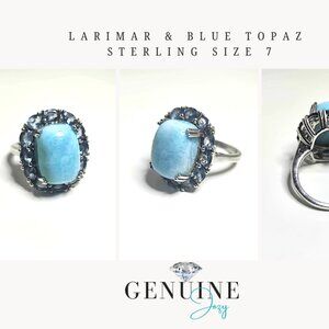 Goregouse Larimar and Blue Topaz Sterling Ring